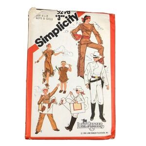 Simplicity #5298 VTG Lone Ranger‎ Uncut Sewing Pattern Boys Girls 6-8 Costume